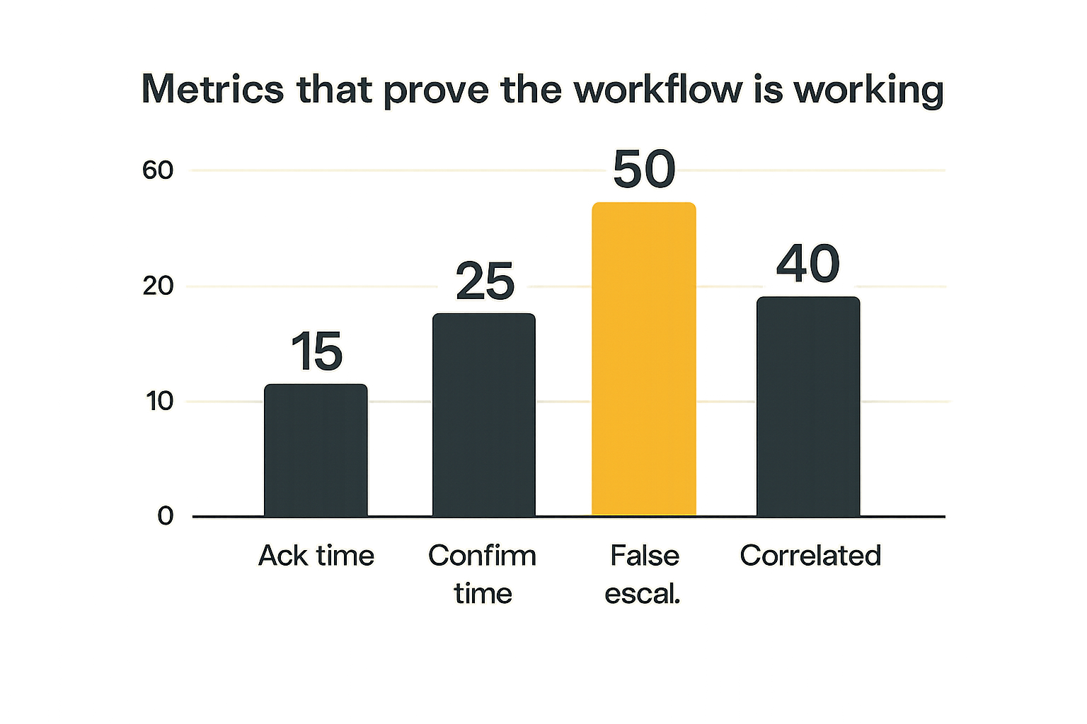 Bar chart of SOC workflow metrics for physical alarm integration.
