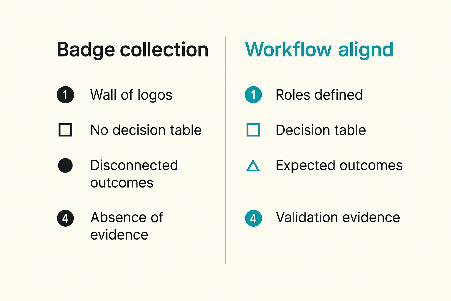 Comparison of badge collection versus workflow-aligned certification planning