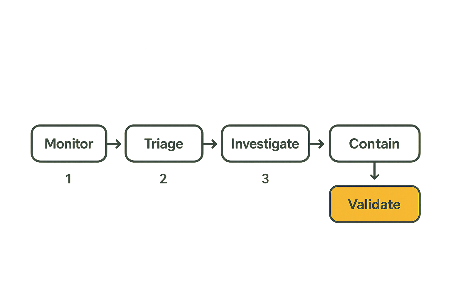 Flow diagram mapping SOC cybersecurity jobs to operating loops from signal intake to validation.