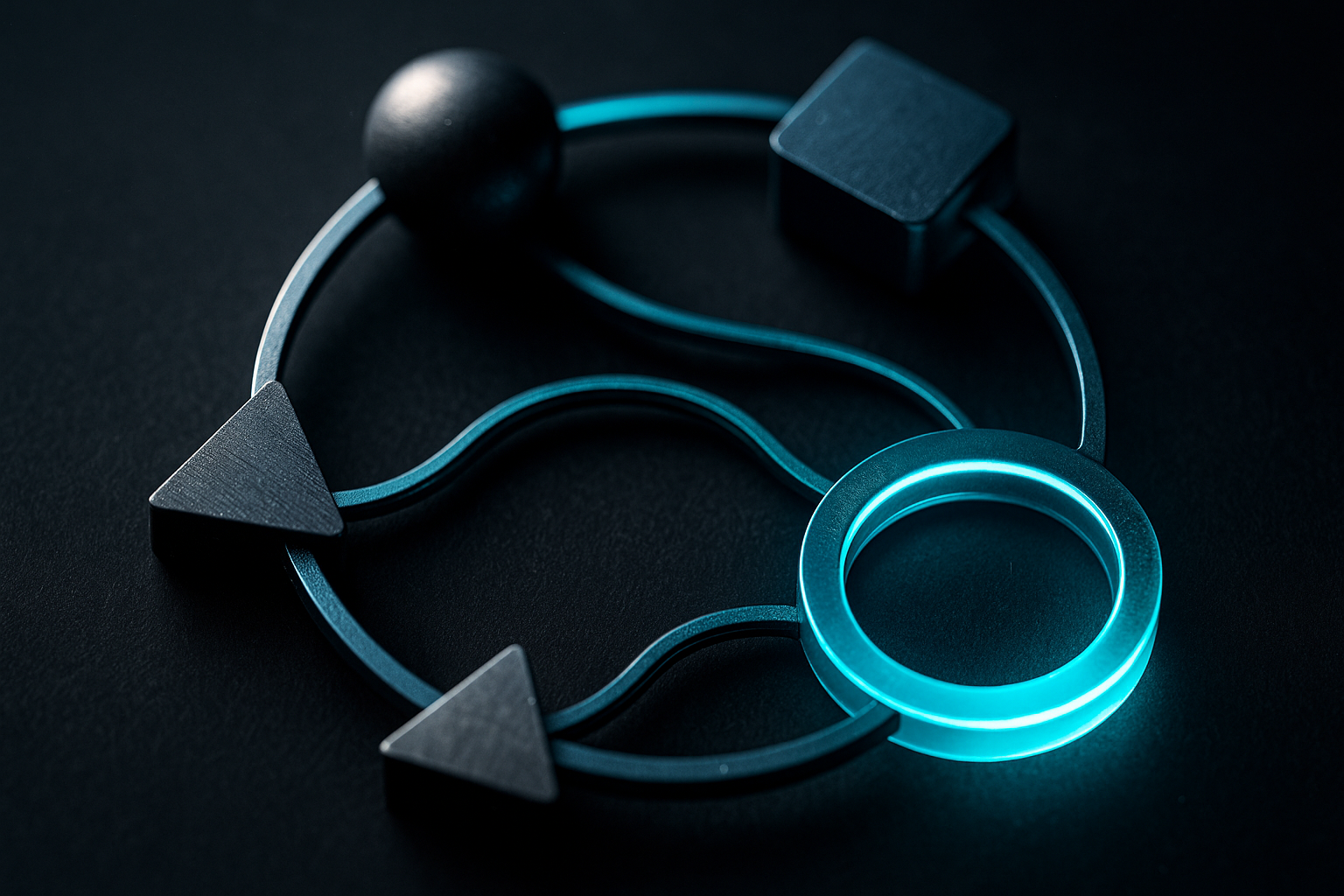 Abstract representation of threat intelligence flowing from runtime detection back into development workflows