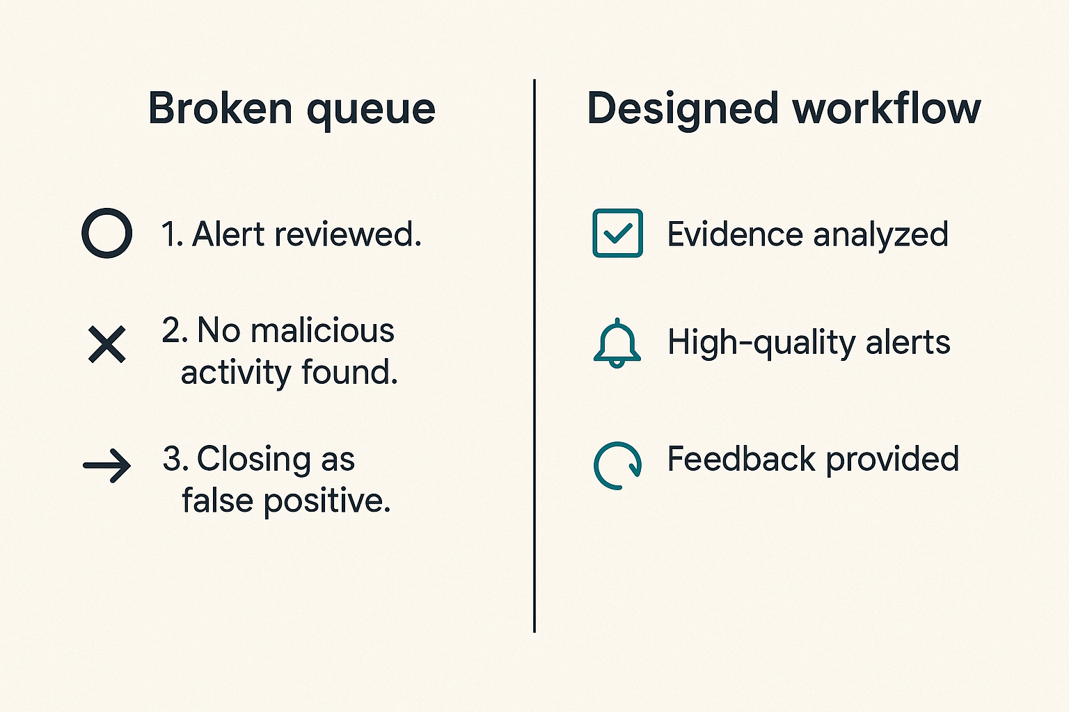 Comparison of bad and good entry level cybersecurity job implementations in a SOC.