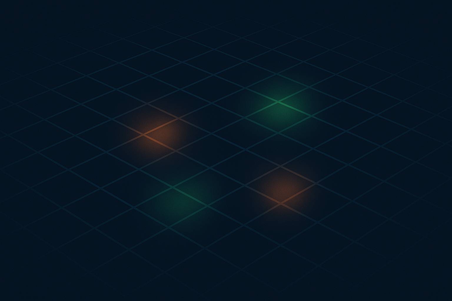 Abstract visualization of MITRE ATT&CK technique matrix coverage gaps shown as a heat map with dark empty cells and glowing validated nodes