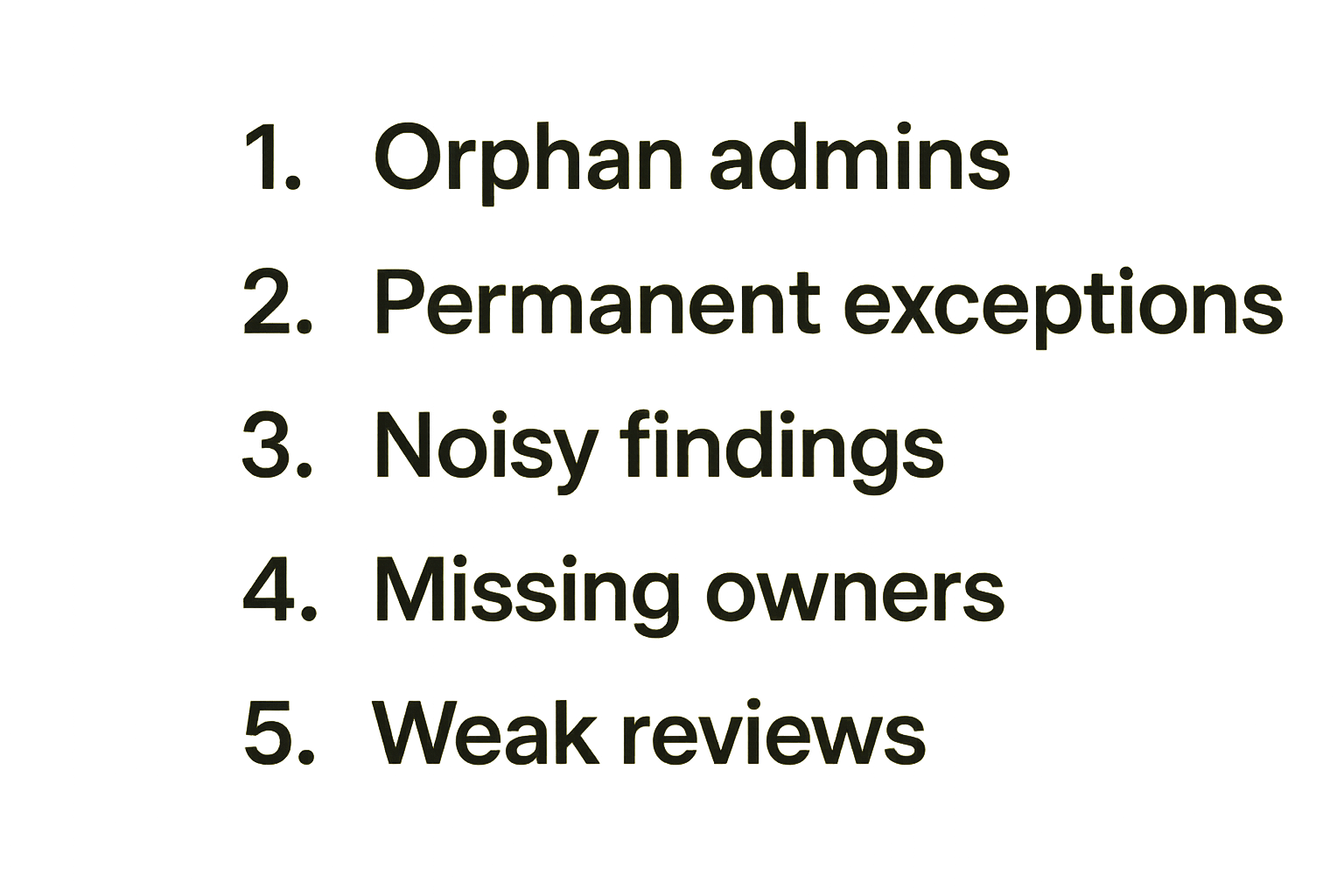 Checklist of common IAM program failure modes