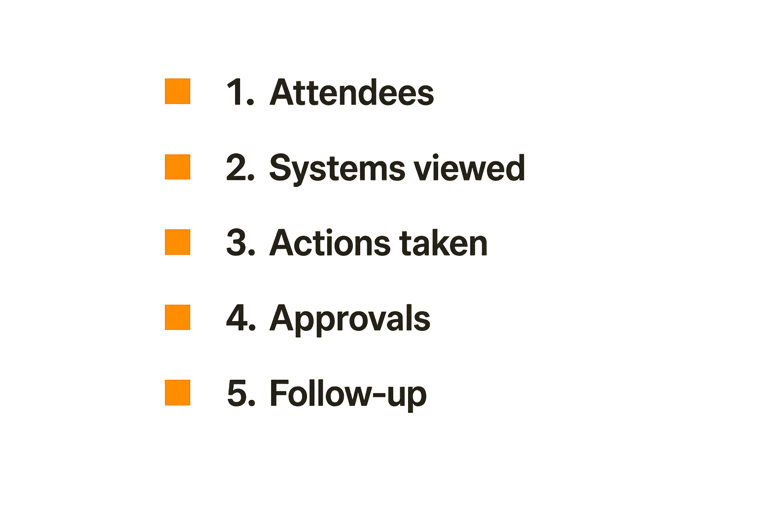 Checklist of evidence to capture after a CI/CD screen sharing session