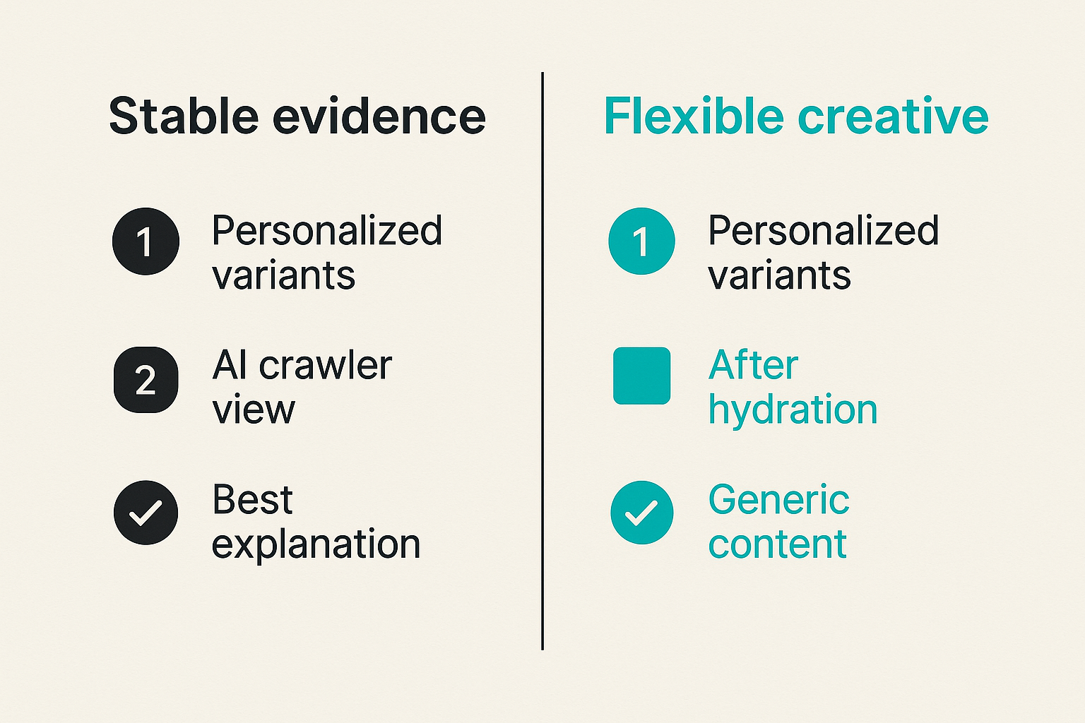 Diagram showing stable evidence layer below flexible personalized presentation layers