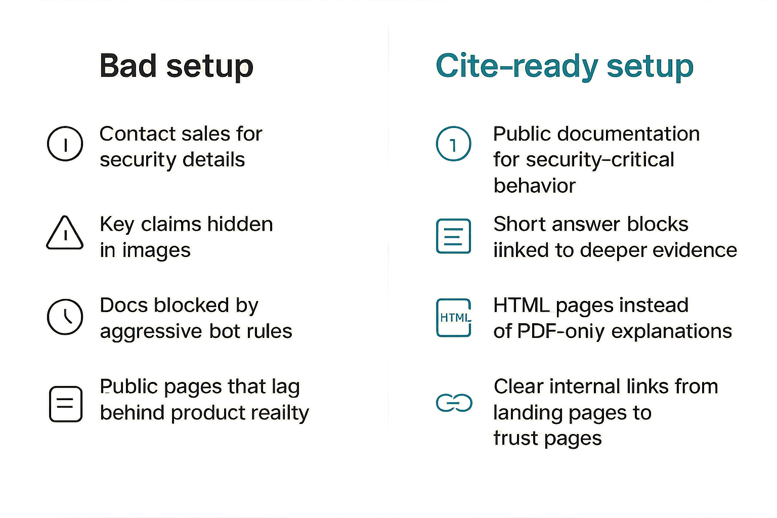 Comparison of bad and cite-ready encrypted messaging AEO implementation