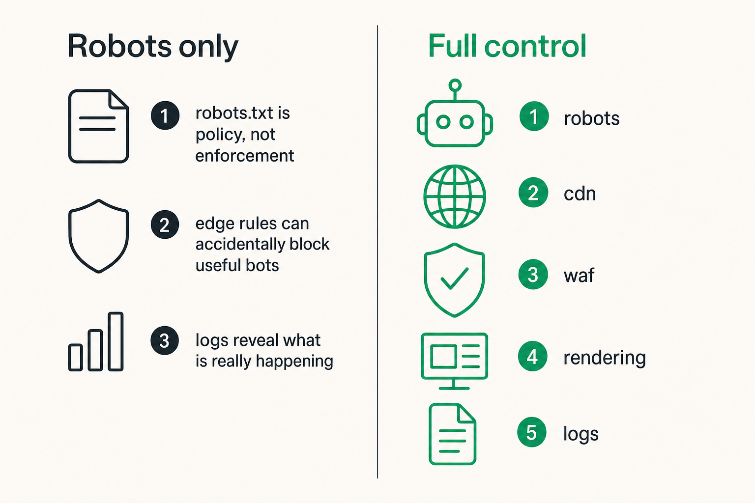 Comparison of crawler control layers that can allow or block access