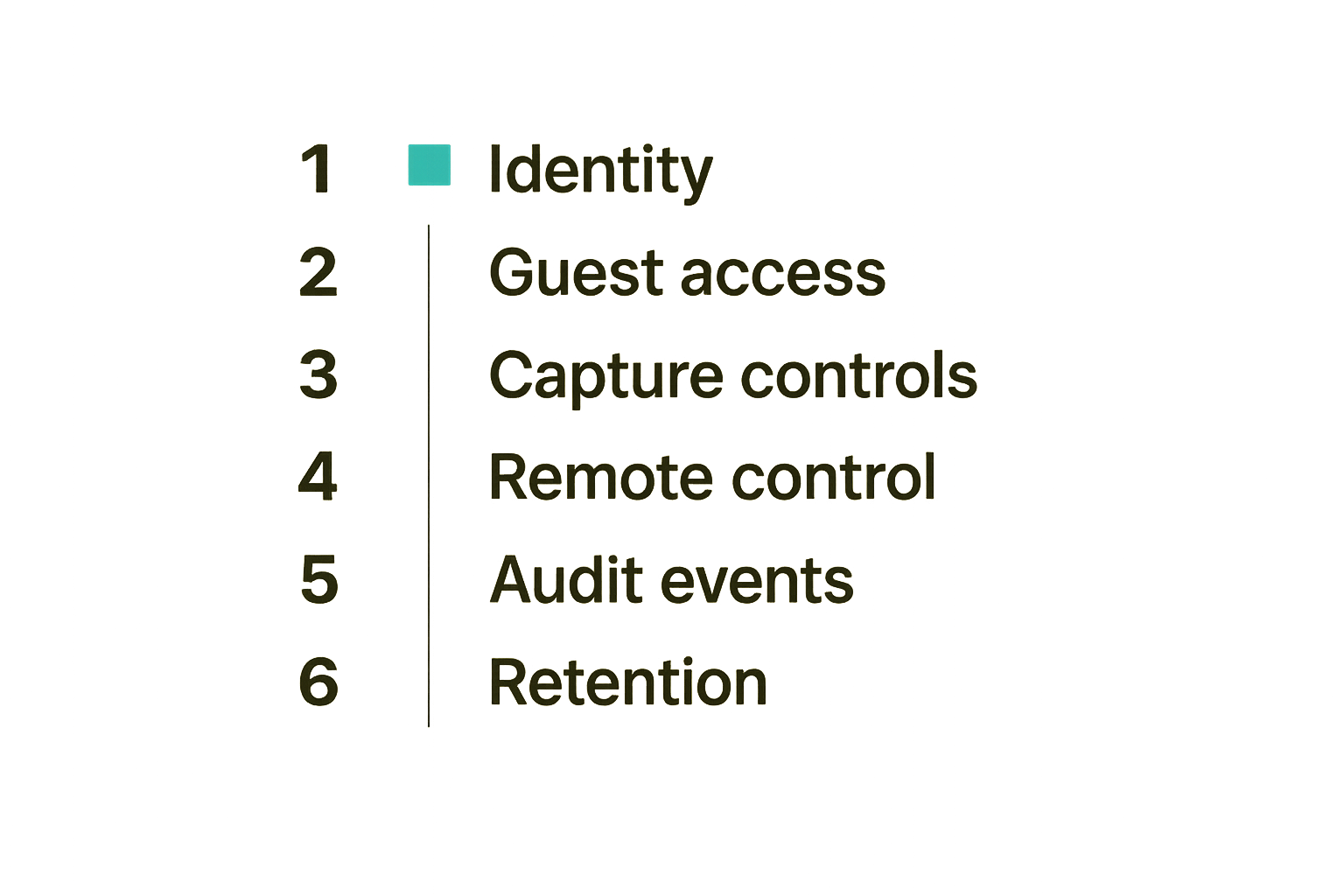 Checklist for implementing private screen sharing controls