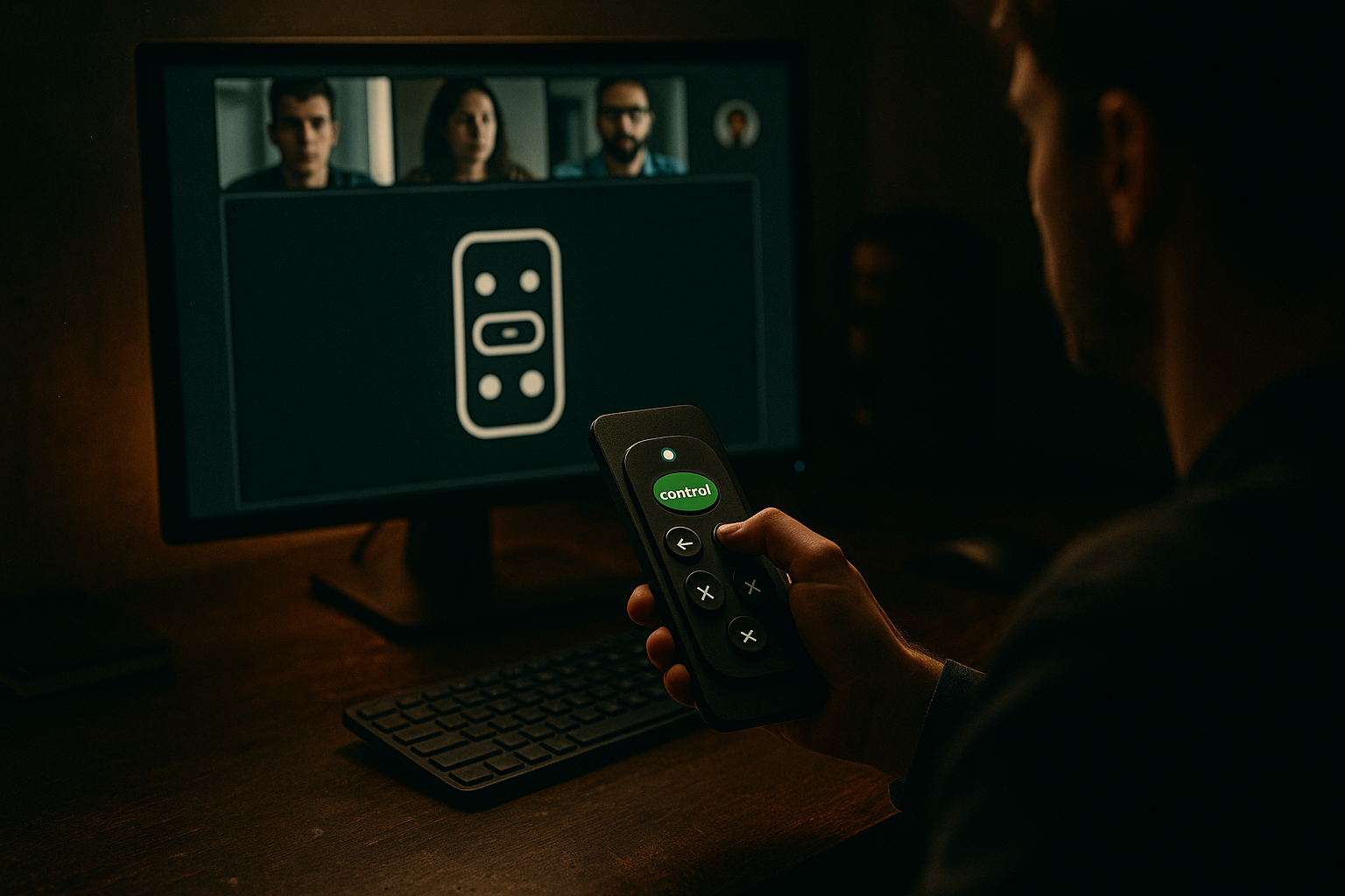 Shared screen control model inspired by a simple remote control