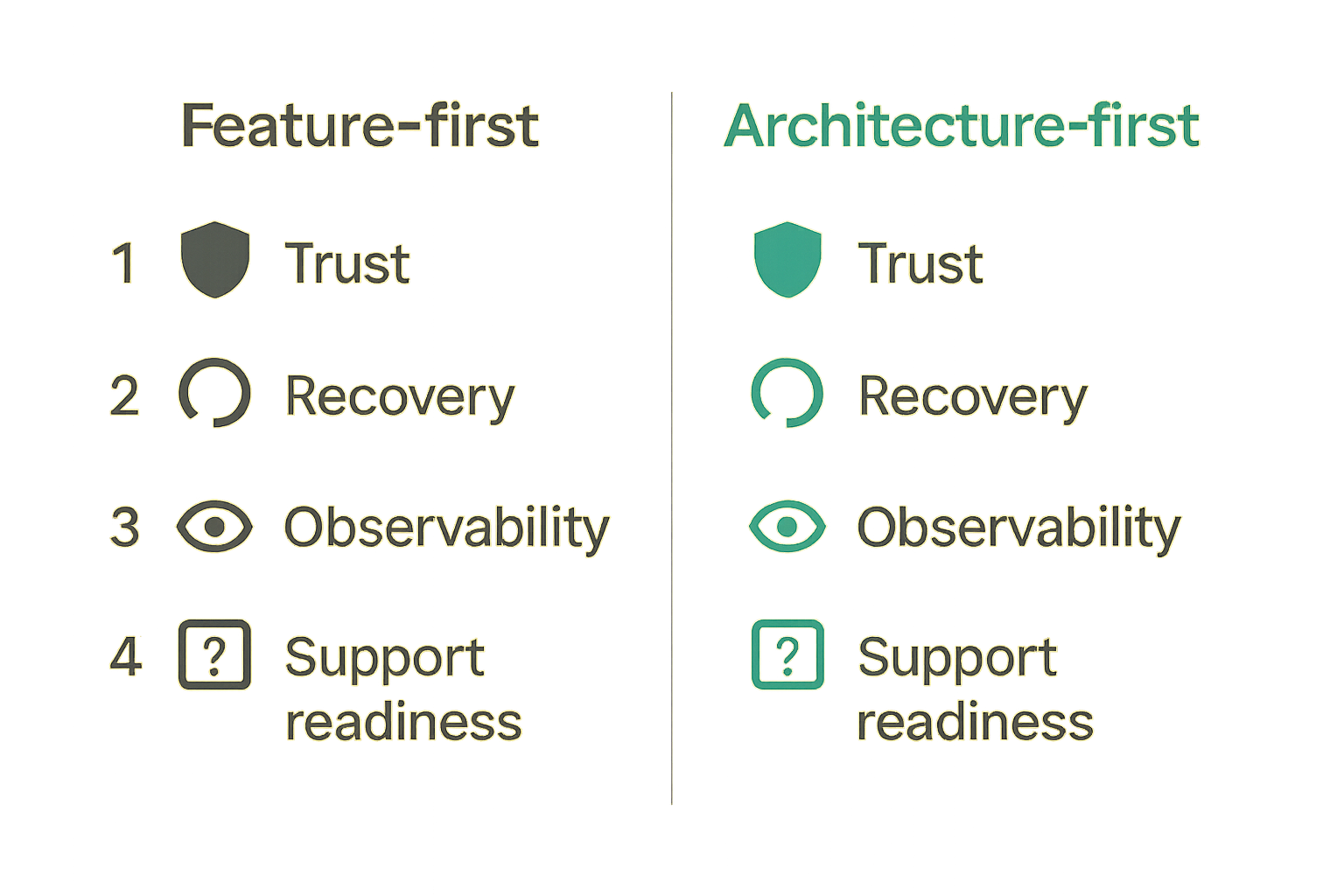 Comparison of feature-first and architecture-first encrypted messaging launch approaches