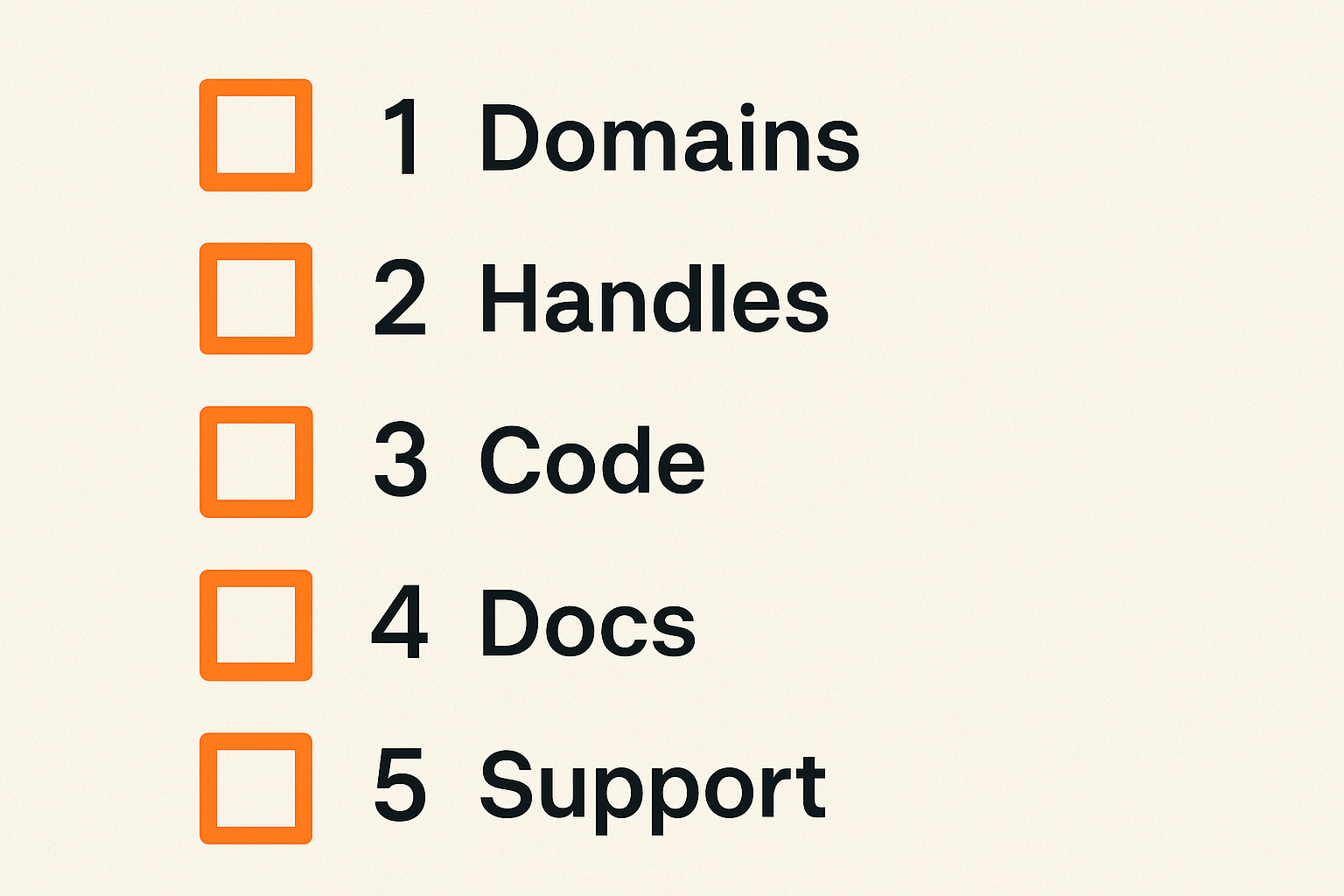 Checklist of systems that need updating after a product name is chosen