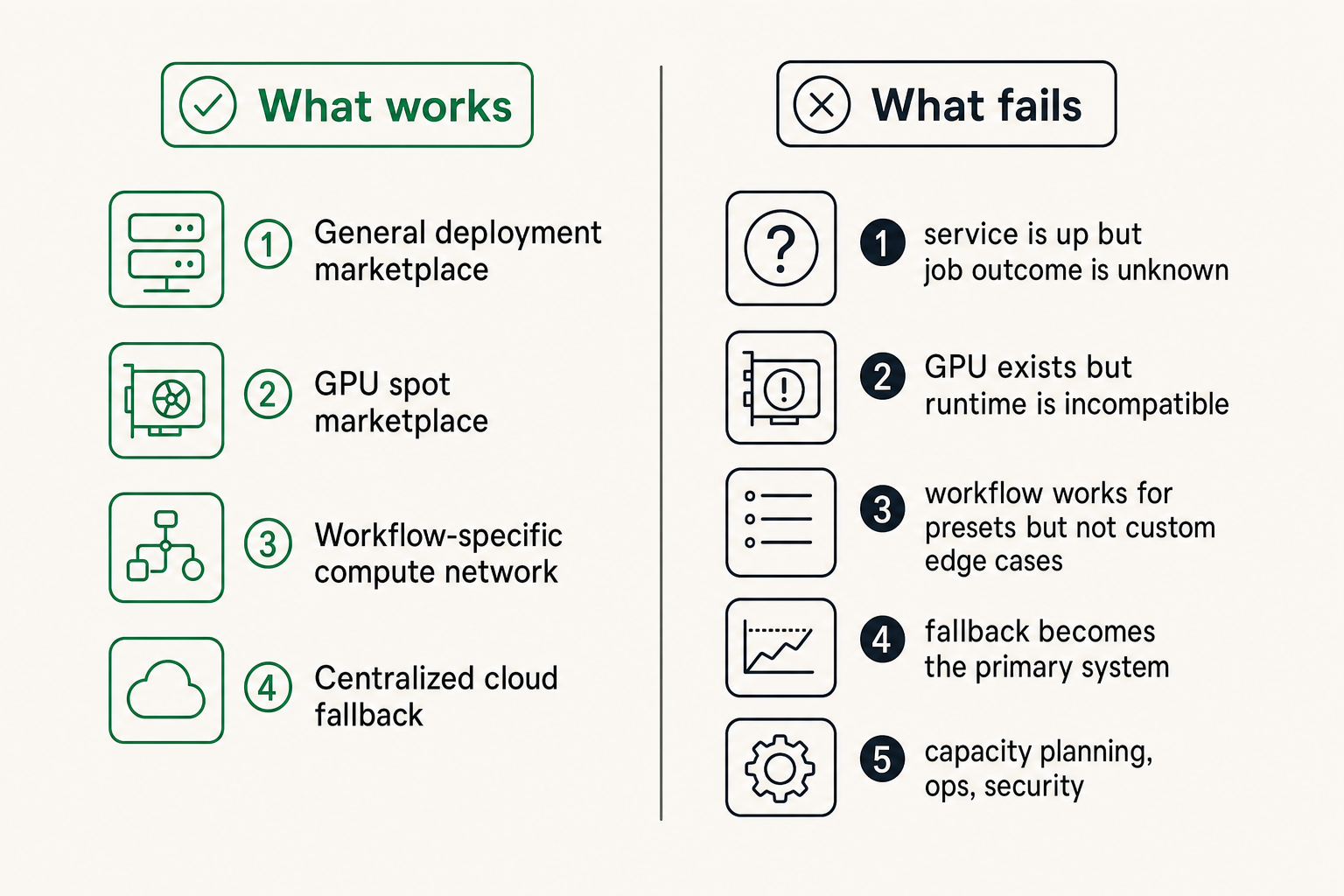 Comparison of compute marketplace approaches and operational burden