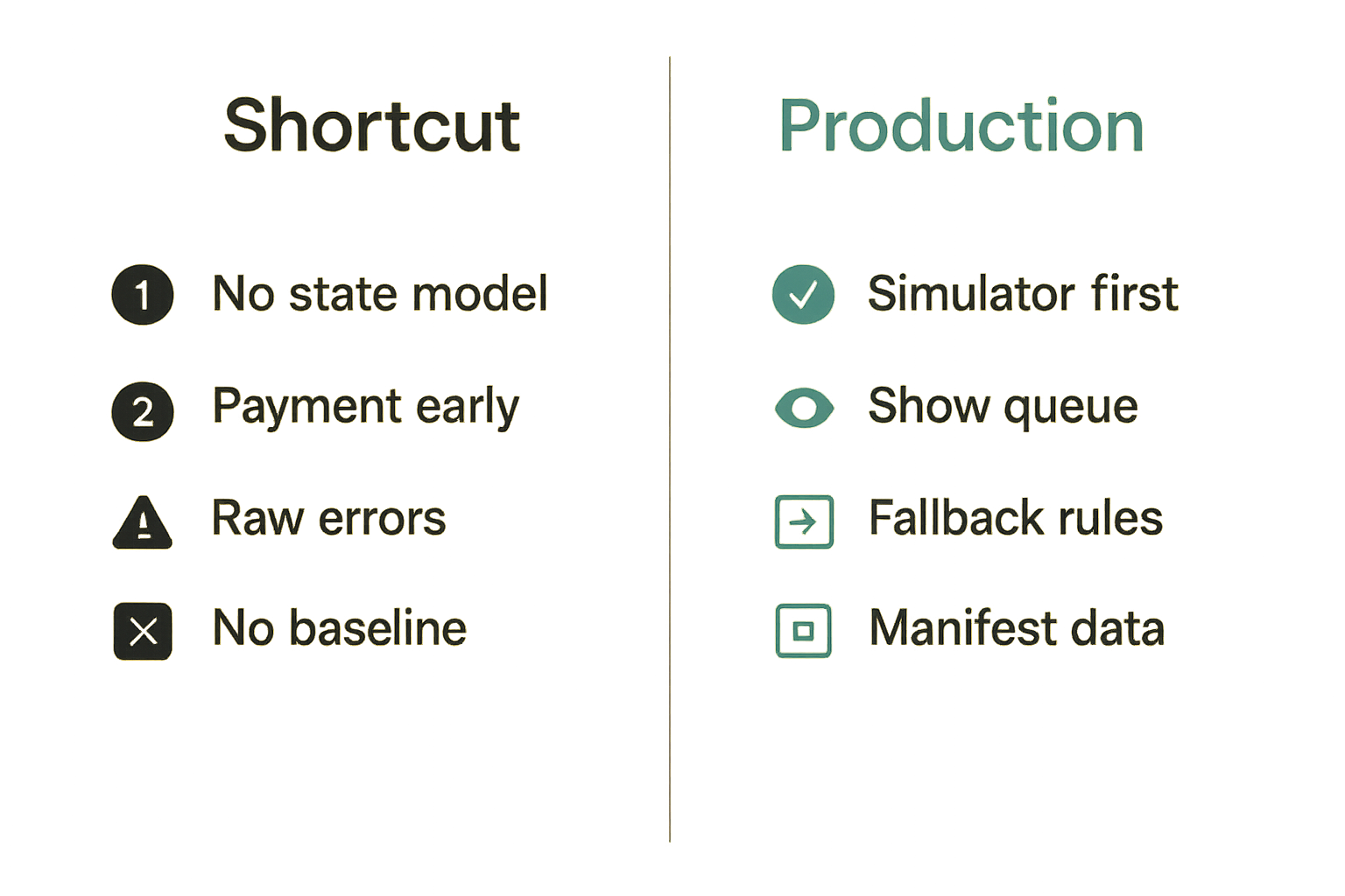 Comparison of fragile notebook integration versus production quantum workflow architecture