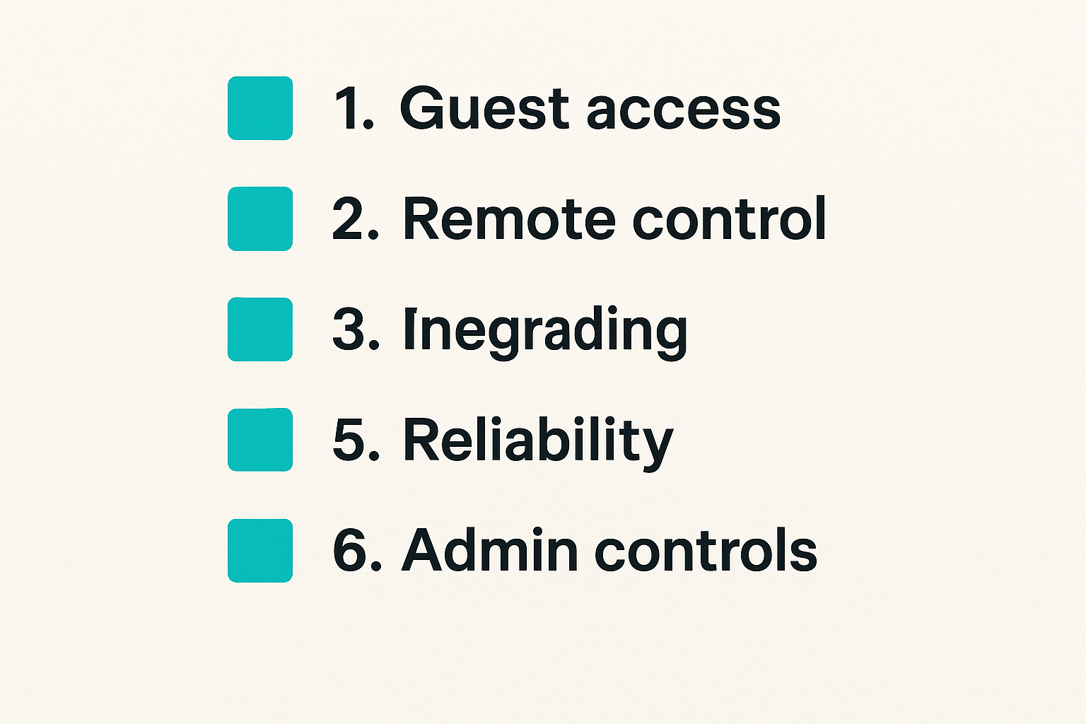 Checklist for evaluating screen sharing business software