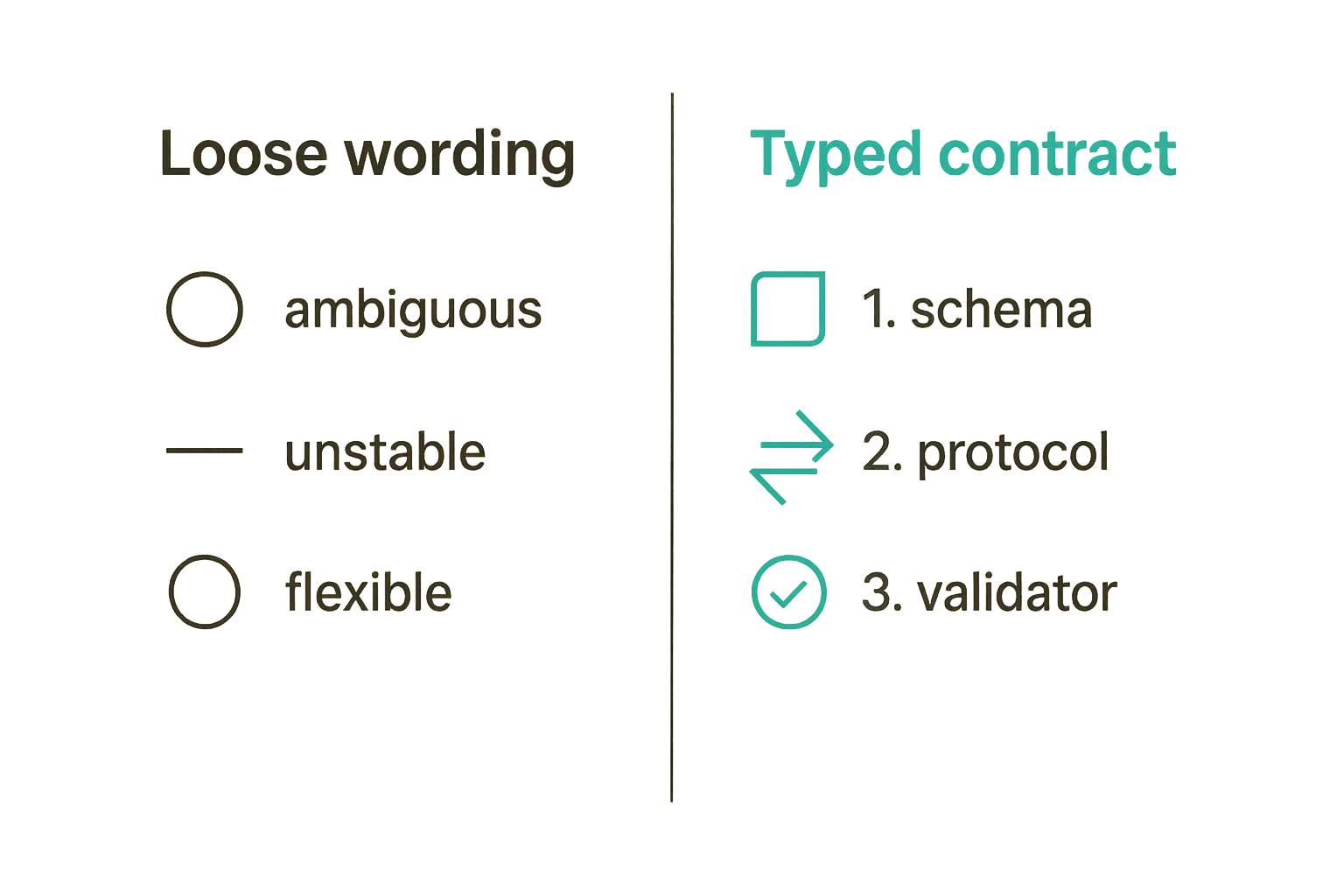 Comparison of loose terminology versus enforceable standards artifacts in agent systems