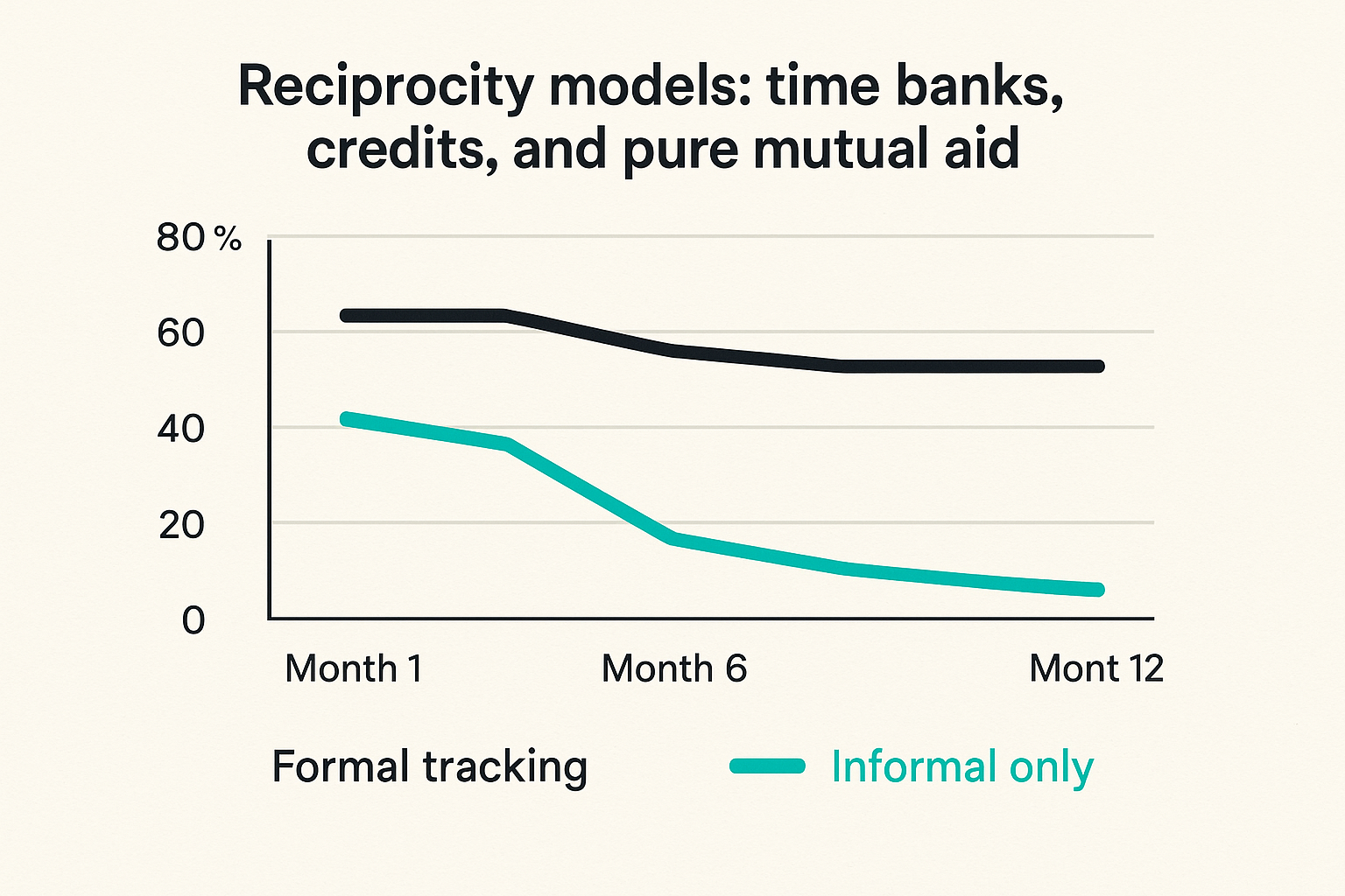 Chart comparing participation over time for networks with and without formal reciprocity tracking