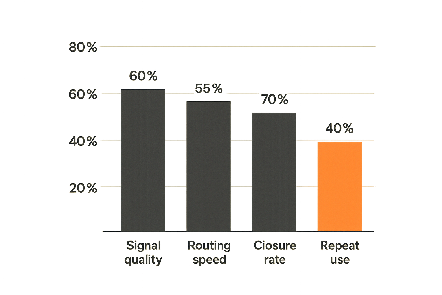 Chart of practical metrics for testing whether local network language is working.