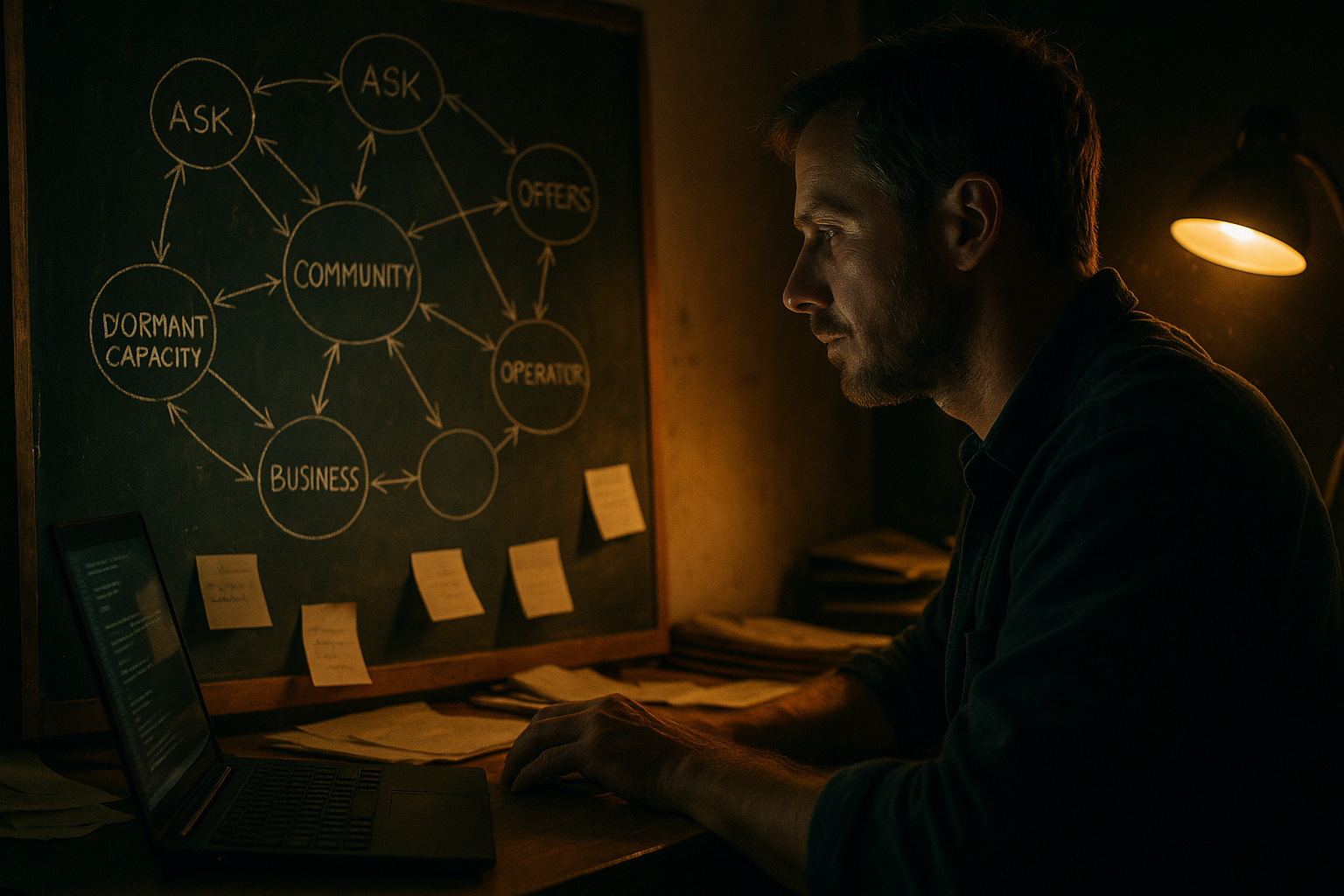Map of asks, offers, trust boundaries, and routing paths in a local community network