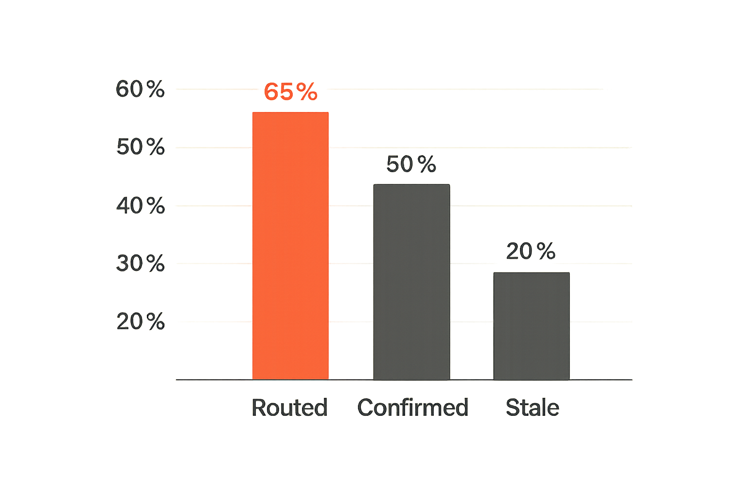 Chart showing community coordination states such as routed, confirmed, completed, and stale