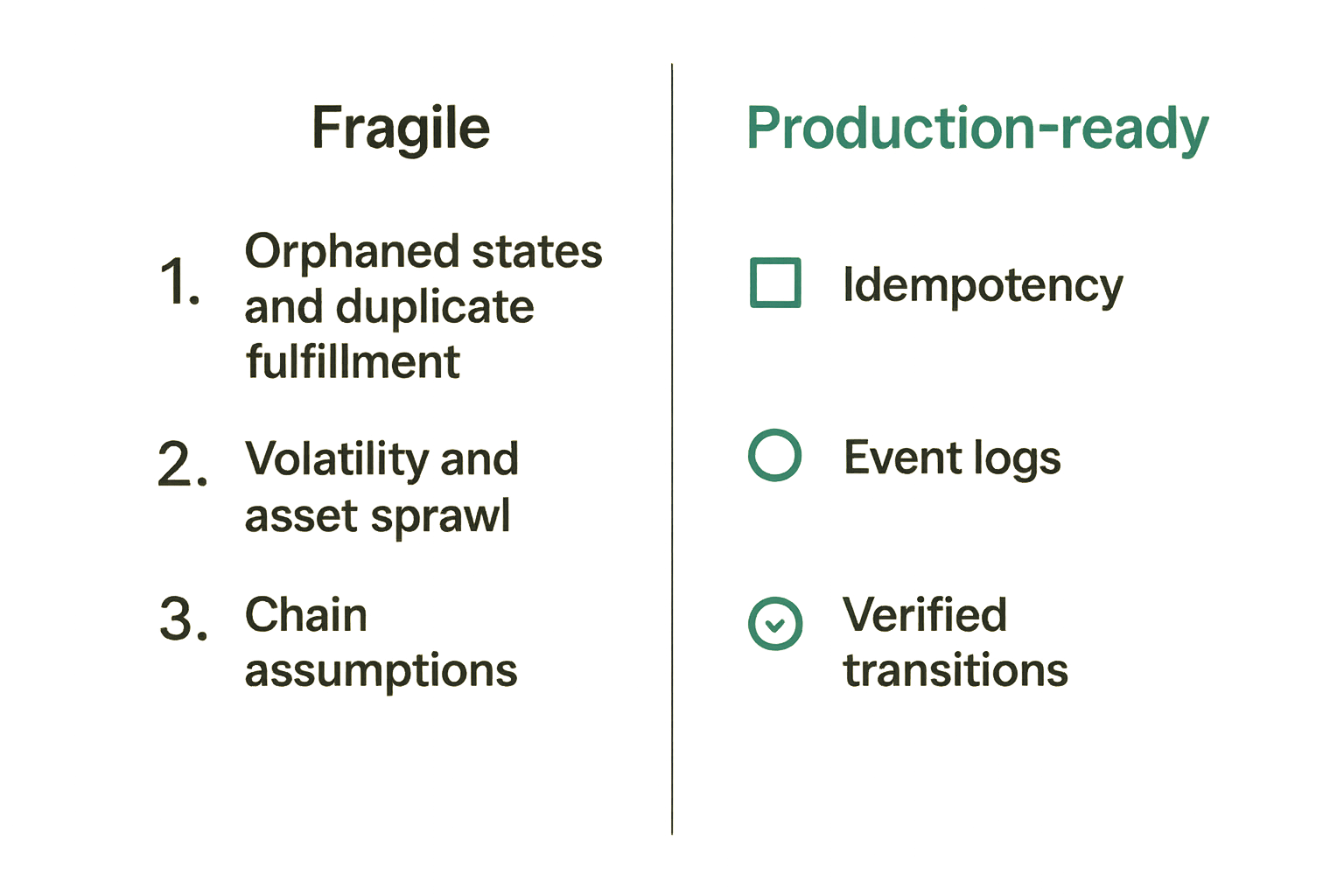 Comparison of fragile and production-ready crypto payment implementations