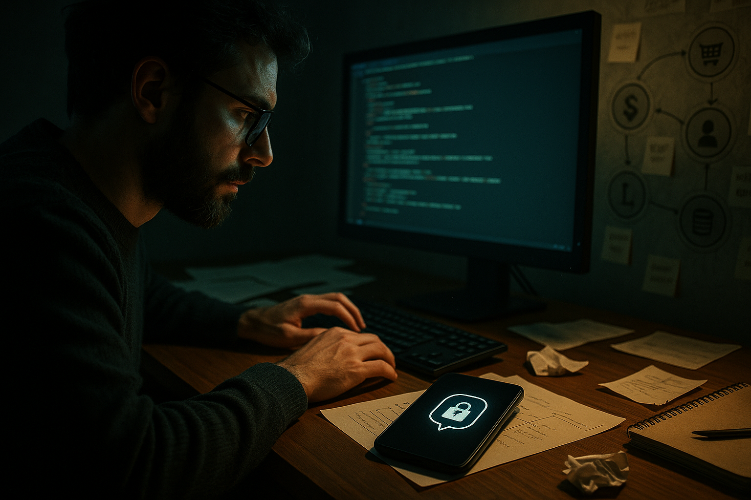 Encrypted messaging connected to checkout, support, and settlement systems