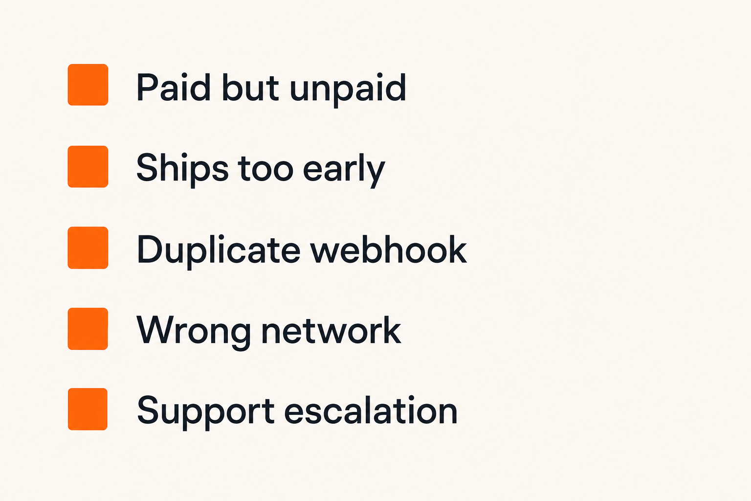 Checklist of common peptide payment implementation failures