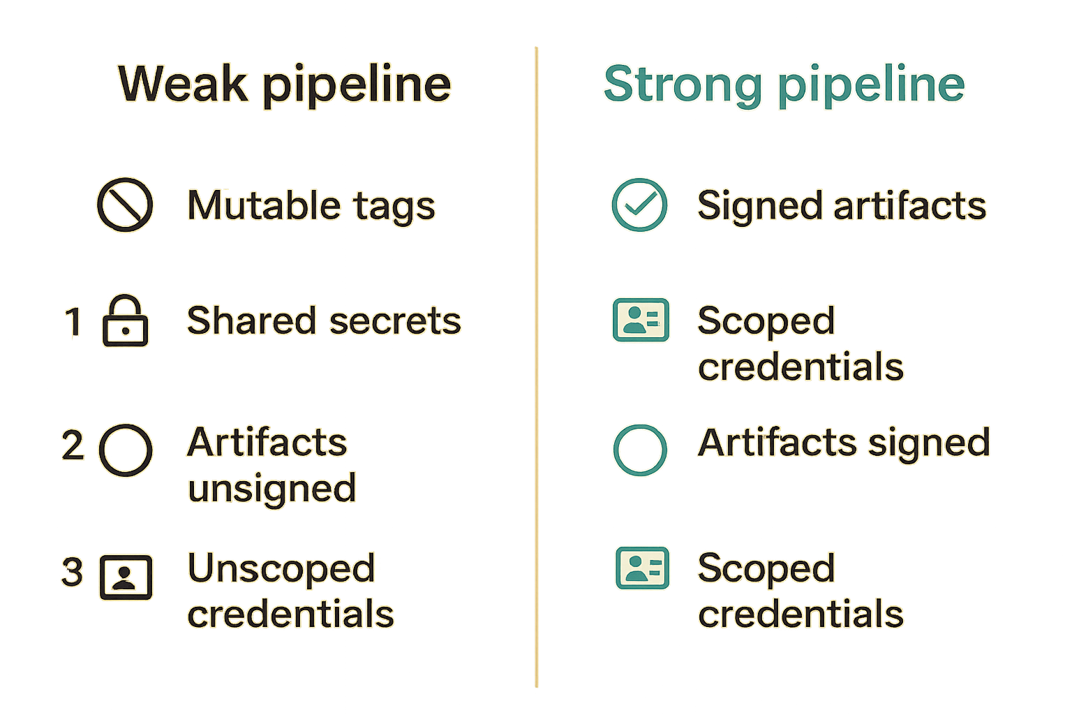 Comparison of weak and strong media pipeline security patterns