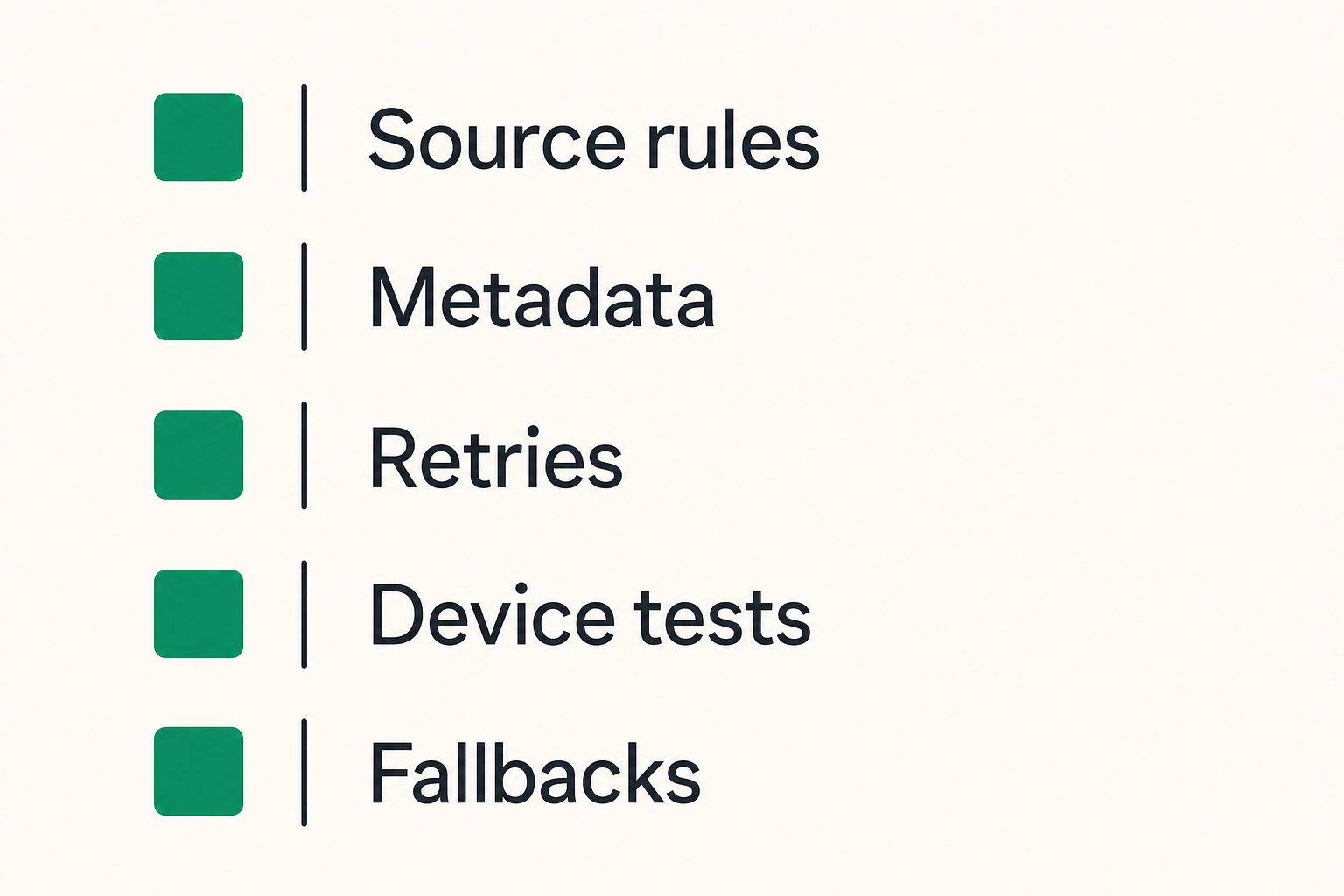 Checklist for reliable doc streaming automation.