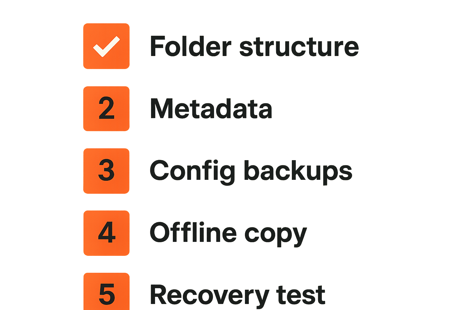 Checklist for resilient storage and backup setup in a home media system
