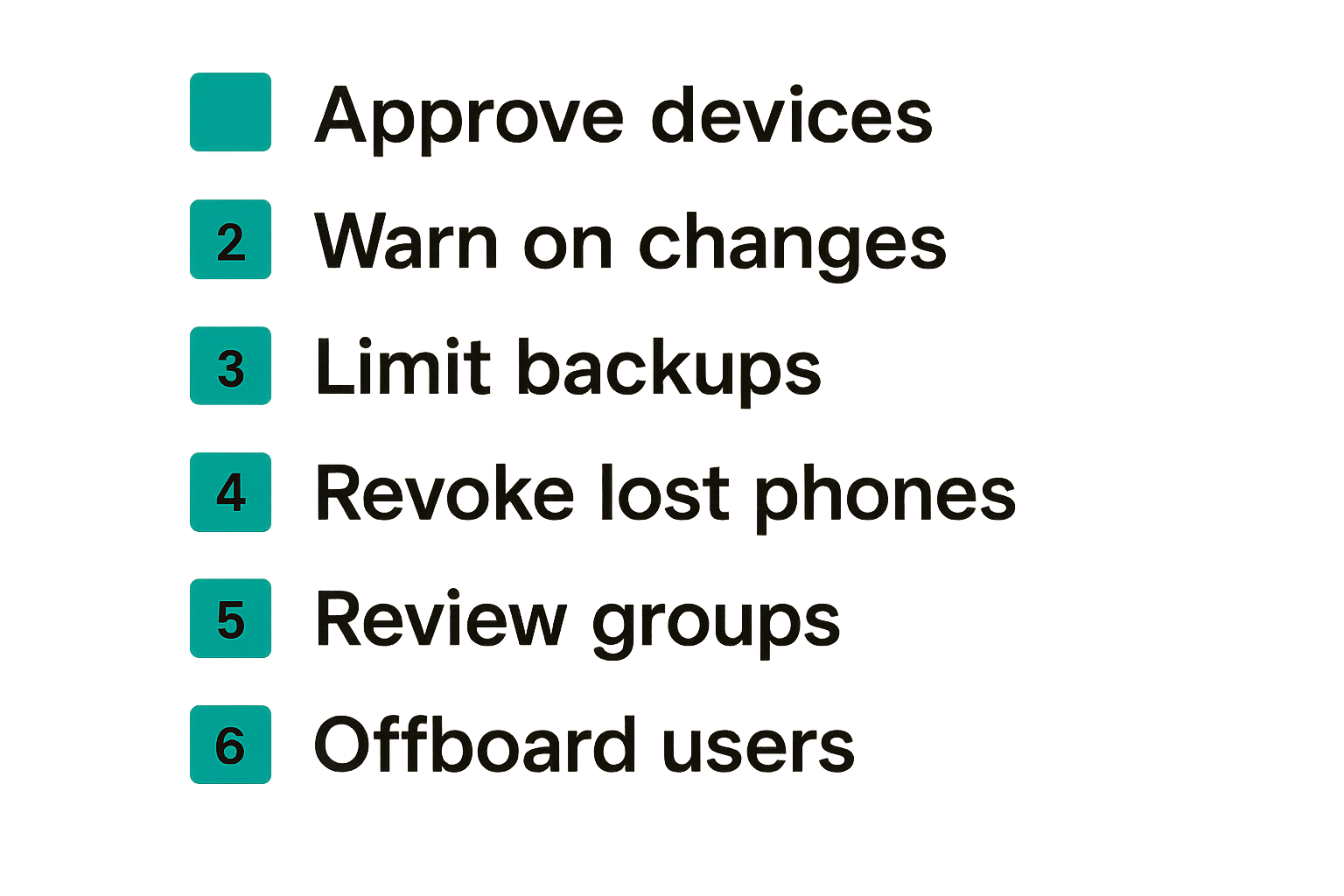 Checklist for secure device lifecycle in encrypted messaging.