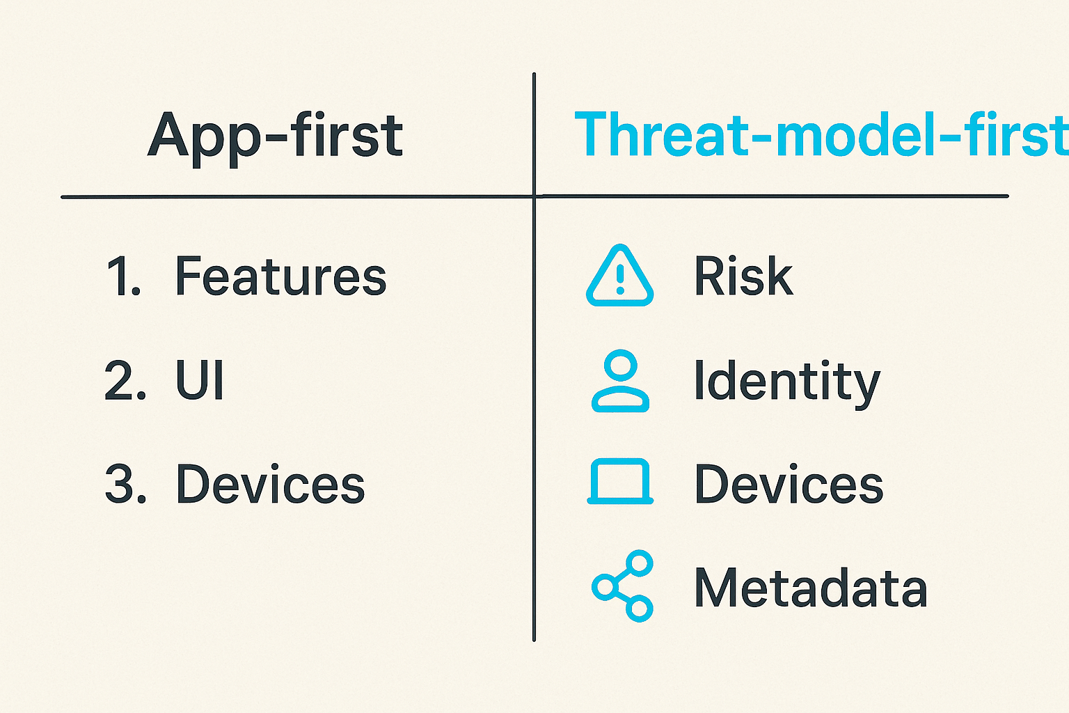 Comparison of app-first and threat-model-first secure messaging decisions