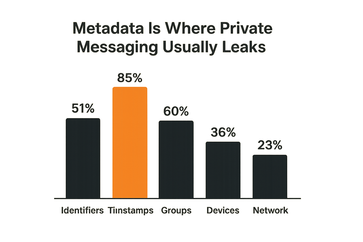 Chart showing common metadata exposure categories in private messaging