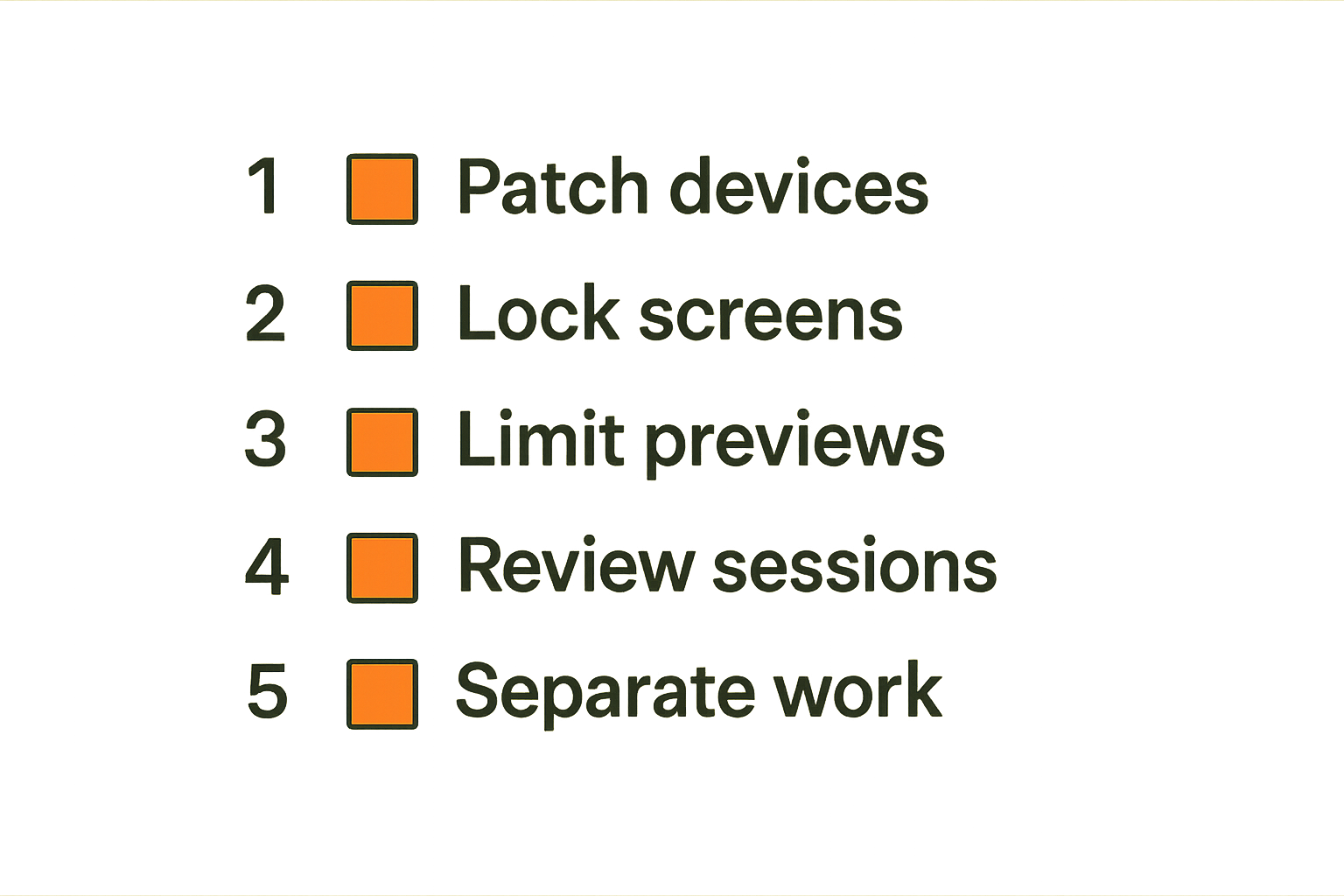 Checklist of device security controls for encrypted messaging users