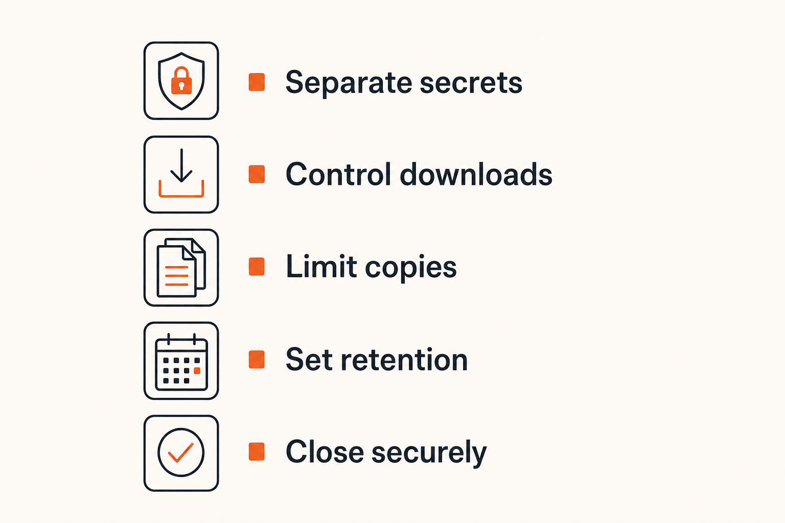 Checklist for handling sensitive freelance messages and files