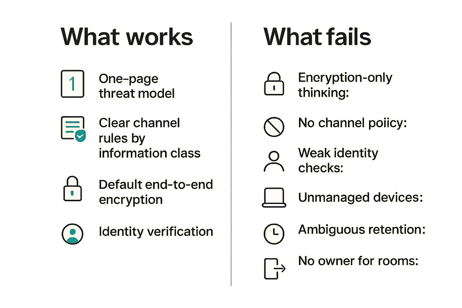 Comparison of secure messaging practices that work and fail