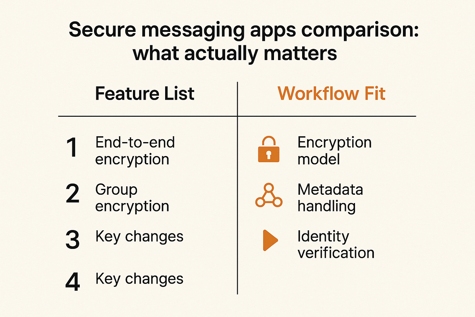 Comparison of feature checklist thinking versus workflow-fit evaluation for secure messaging apps